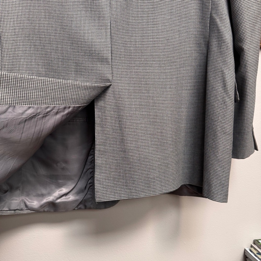 JOS A BANK Mens 46R GORDON Sport Coat Blazer 100% Wool Houndstooth‎ Gray Career - Picture 6 of 11